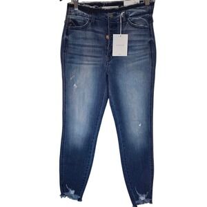 KanCan High Rise Skinny Jeans  Raw‎ Hem Button Fly NWT Sz 9/28
